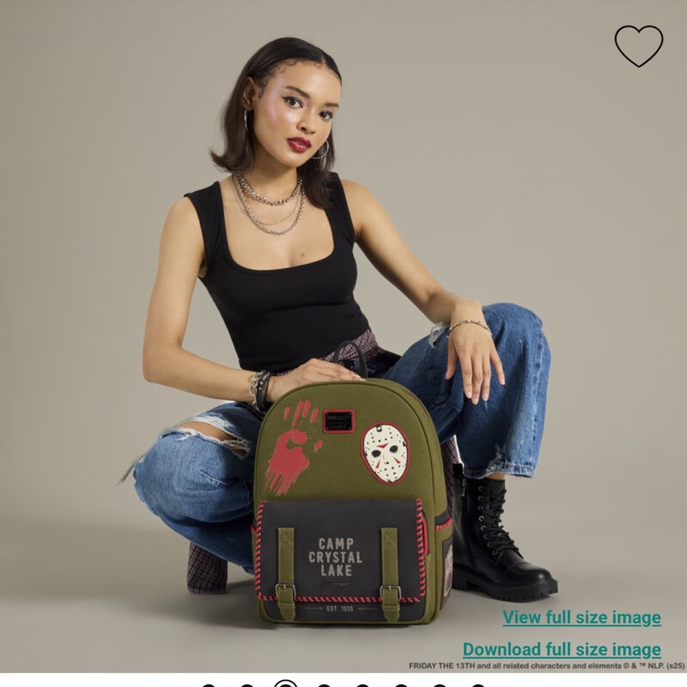 Loungefly Friday the 13th Camp Crystal Lake Canvas Full-Size Backpack - Picture 3 of 9
